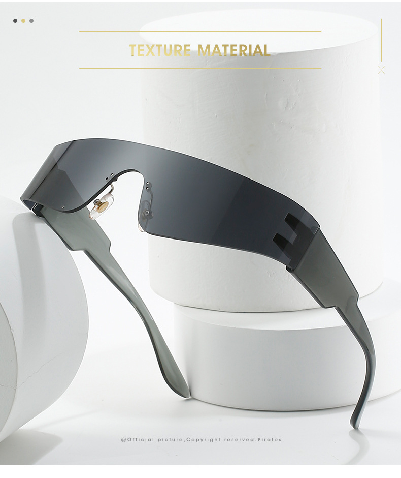 BAWUYI Y2K Visor Shield Sunglasses for Women Men Fashion Rimless Wrap  Around Glasses 2000s Futuristic Cyber Cyclops Shades (Black-White)