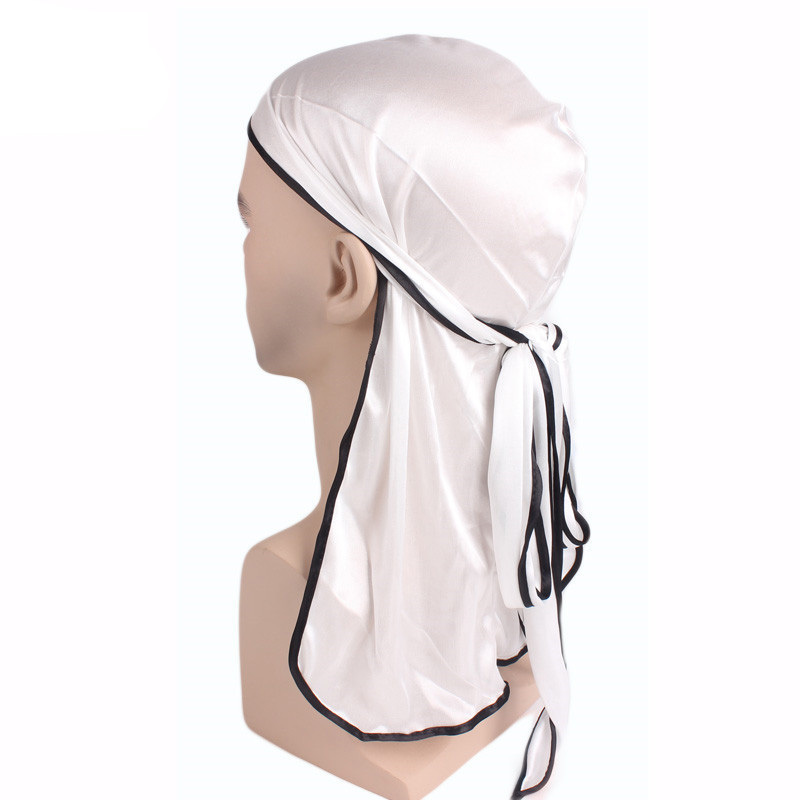 Pack of 3 Durags Headwrap for Men Waves Headscarf Bandana Doo Rag Tail  (White) 