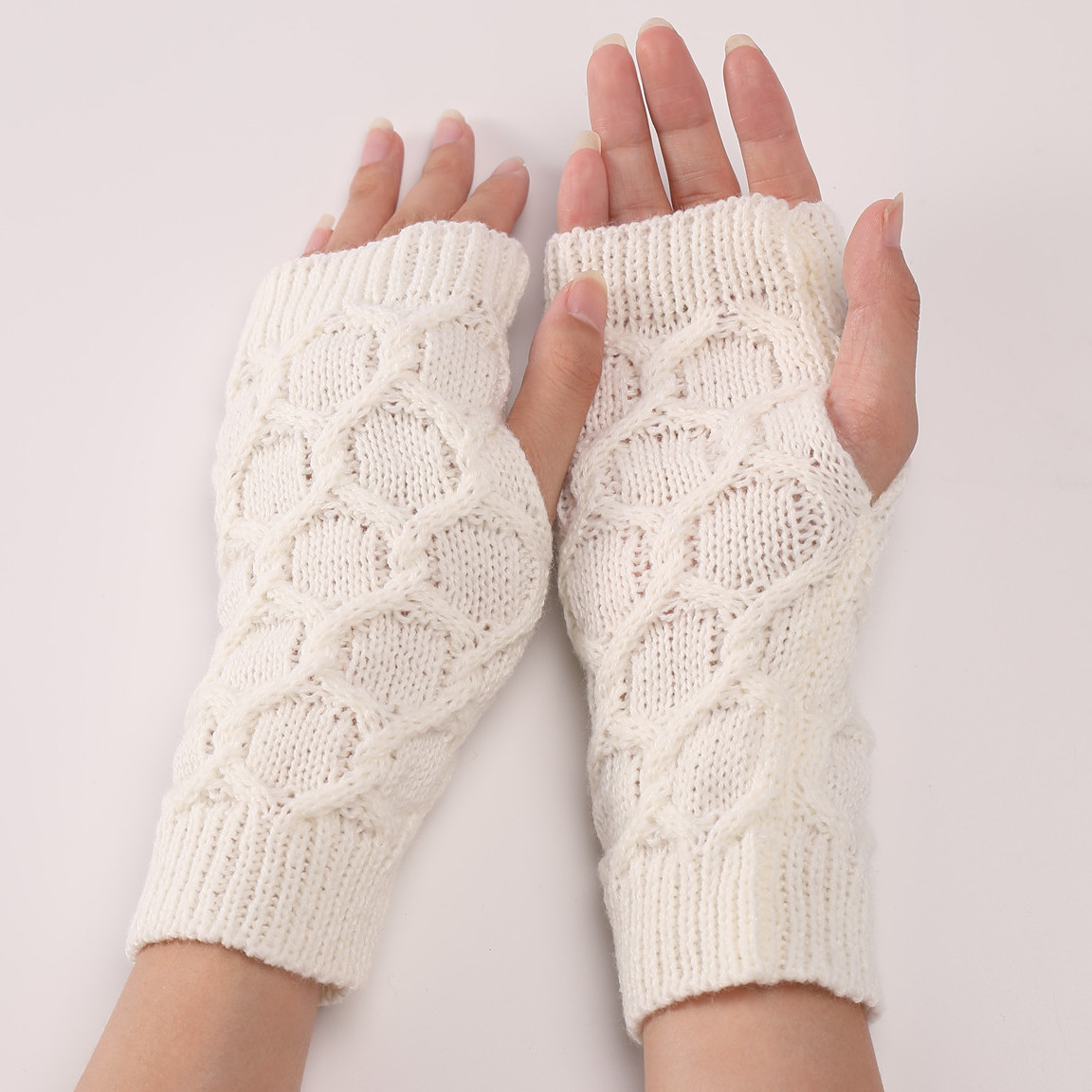 Knit Fingerless Gloves Solid Half finger Winter Warm Knitted - Temu