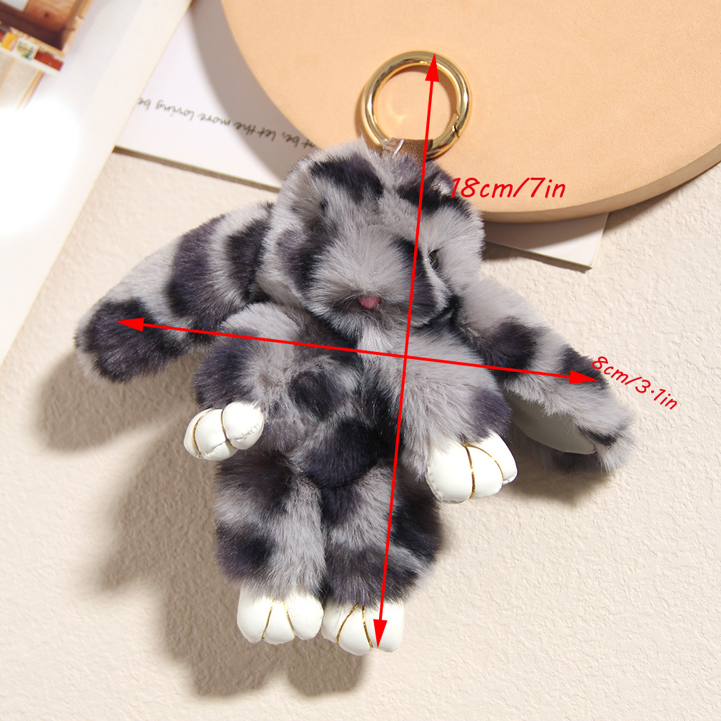 Rex Rabbit Fur Bunny Keychain Kids Plush Backpack Charm 