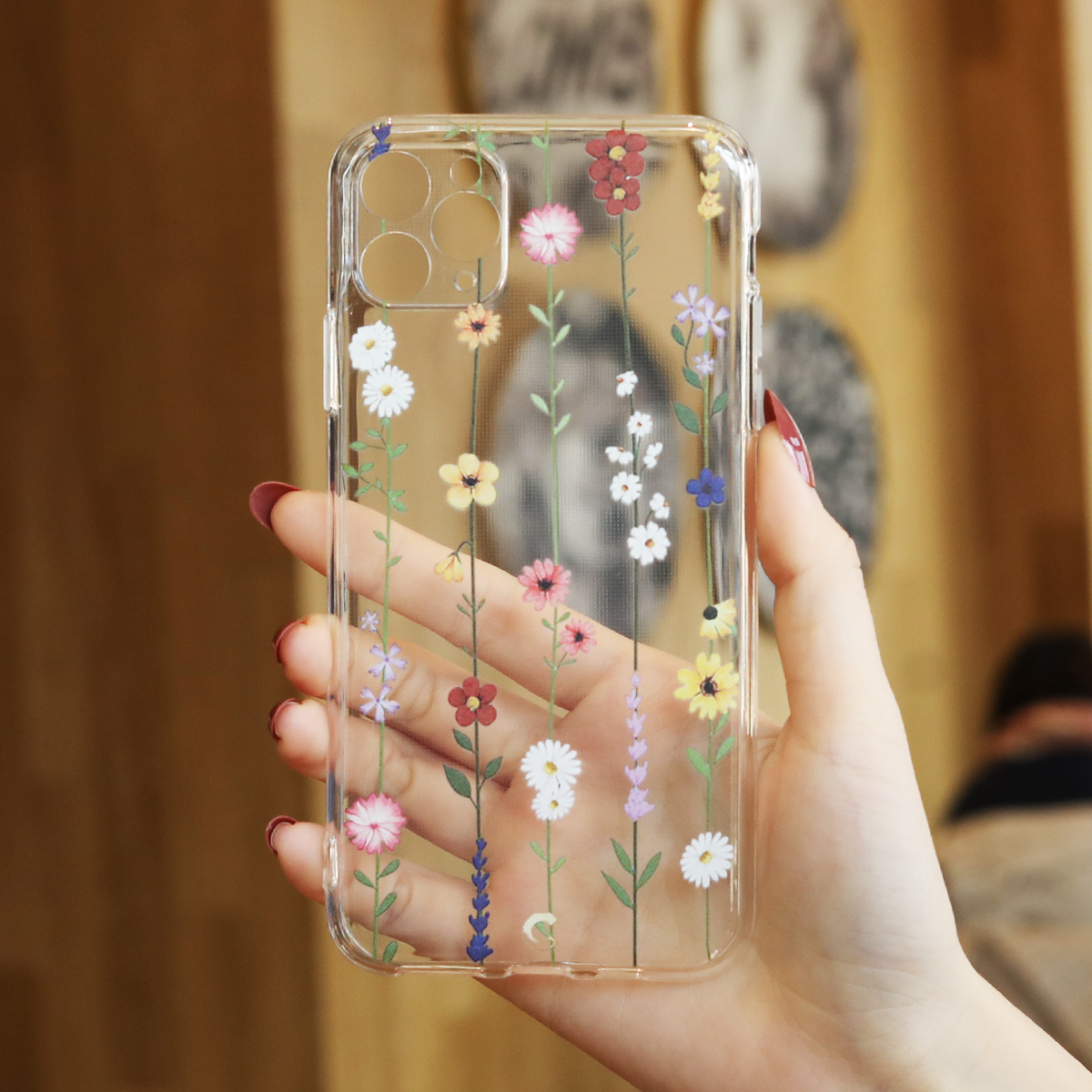 TEMU Funda de teléfono móvil de TPU transparente con flores rotas para iPhone14/14Plus/14Pro/14ProMax, iPhone13/13Mini/13Pro/13ProMax,