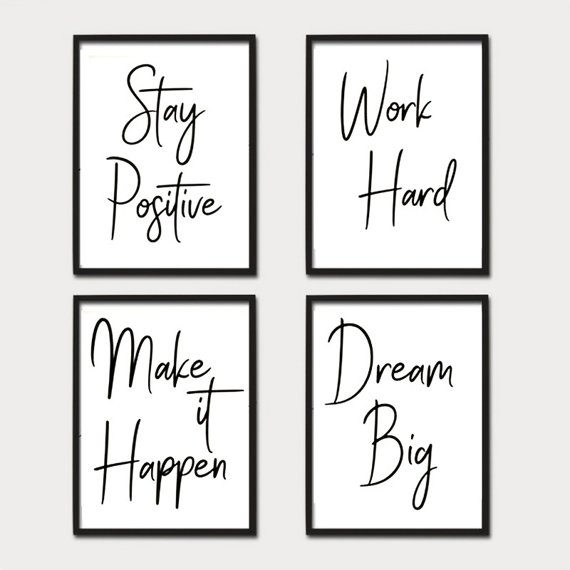 4 Sheets Stay Positive Work Hard Make It Happen Dream Big Office Wall ...