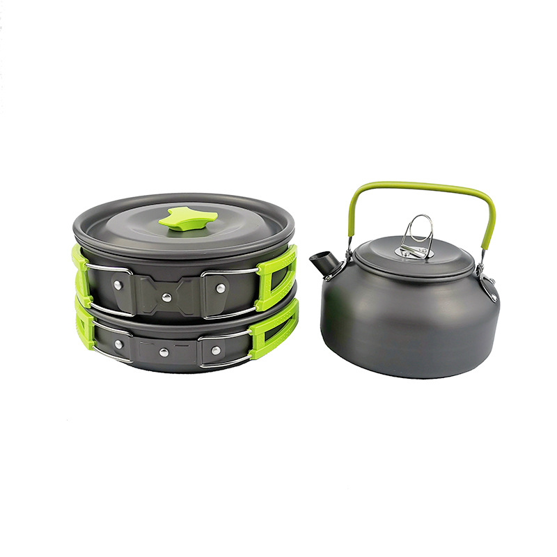 Lightweight Portable Camping Cookware Set Non Stick Pots Kettles Mesh