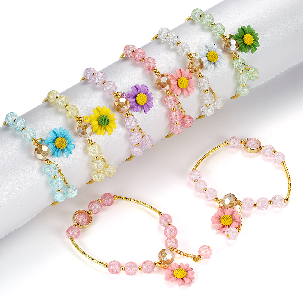 Flower Theme Beaded Bracelet Daisy Shaped Pendant With - Temu