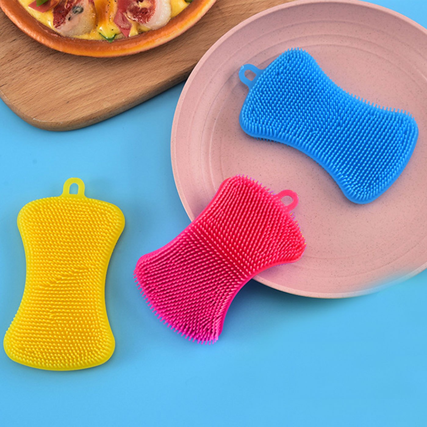 Silicone Sponge Dish Washing Kitchen Scrubber - Magic Food-Grade Dishes  Multipurpose Better Sponges Non Stick Cleaning Smart Kitchen Gadgets Brush  Accessories-3pcs 