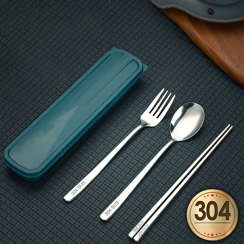 3pcs Chopsticks Spoon Fork Set, Portable Utensils Set With Case, Travel ...