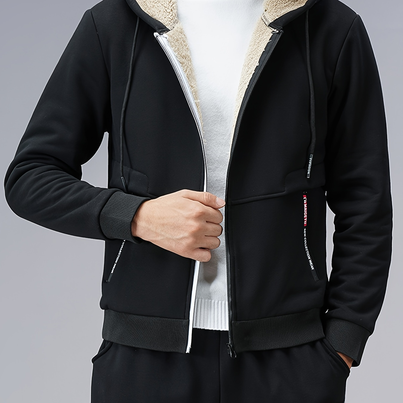 Men's Fall/winter Casual Fleece Hooded Jacket - Clothing, Shoes ...