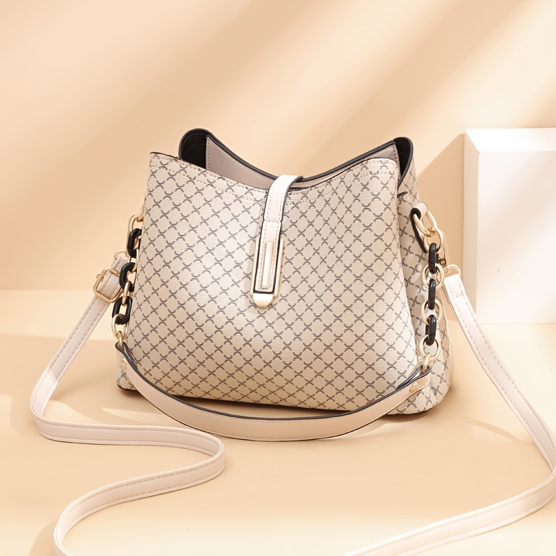 Shop LC Women Fashion Flower Pattern Faux Leather Bucket Bag Closure  Drawstring Detachable Strap Handbag
