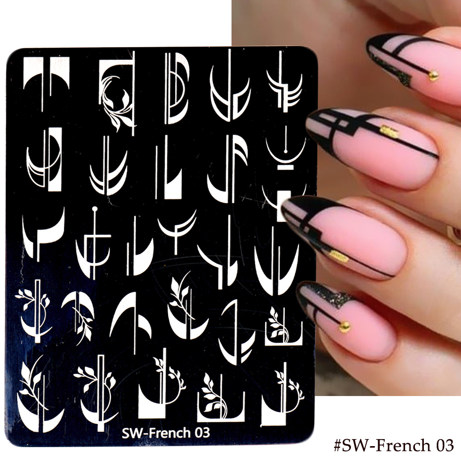  8 Sheets French Line Nails Art Stamping Plate Geometrical Wave  Line Drawing Templates Chrome Hearts Butterfly Manicure Design Decoration  Nails Gel Printing Charm for Festival Nail Art Stencils Tools : Beauty