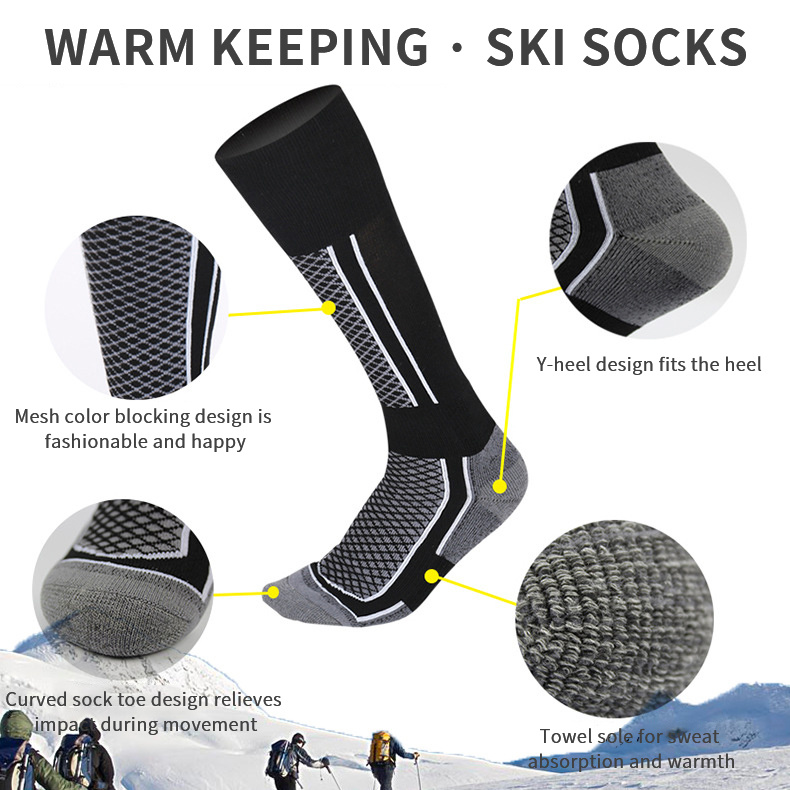 Chaussettes de ski allongées chaussettes thermiques chaudes - Temu France