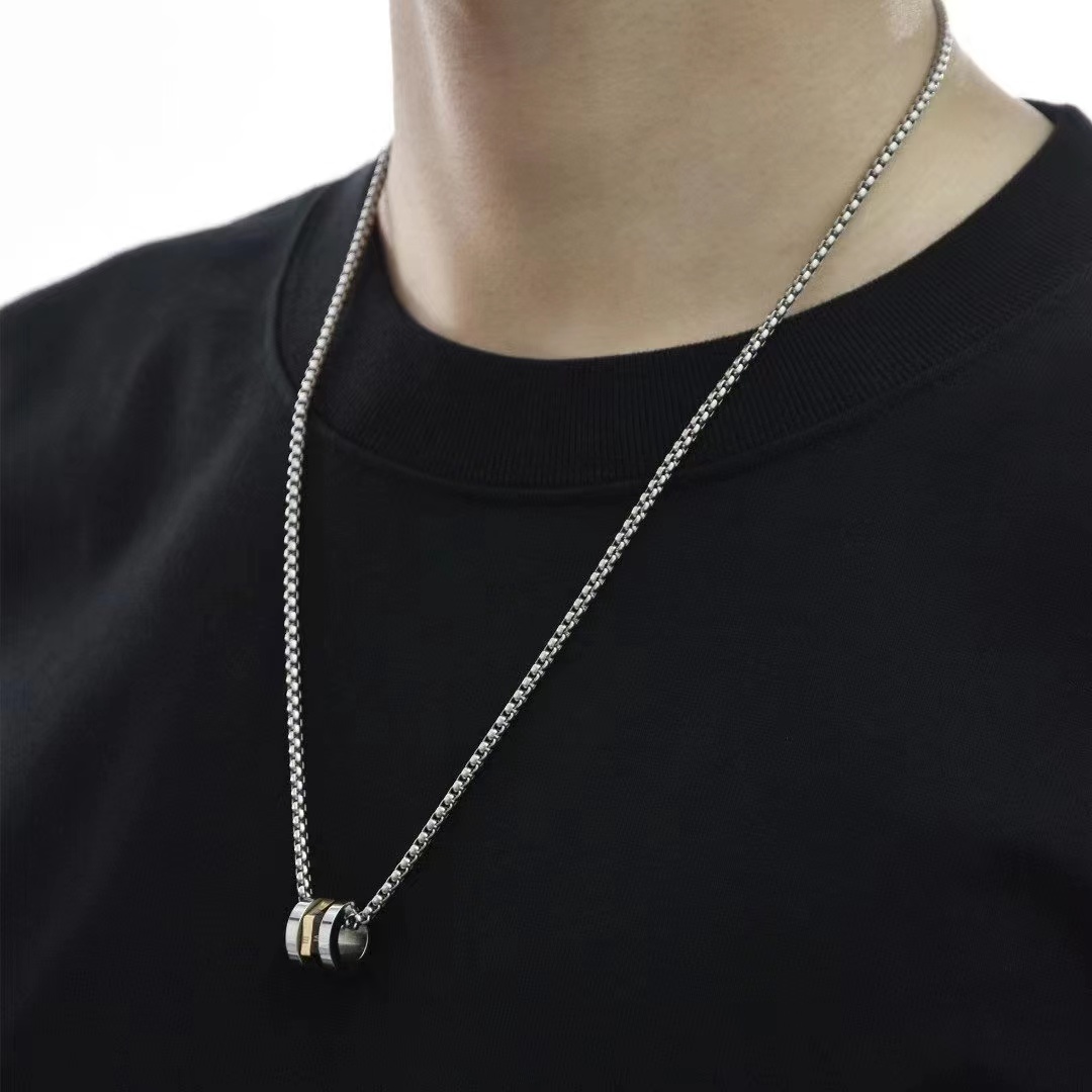 Men's Stainless Steel Necklace,hip Hop Stacked Golden Hoop Stick