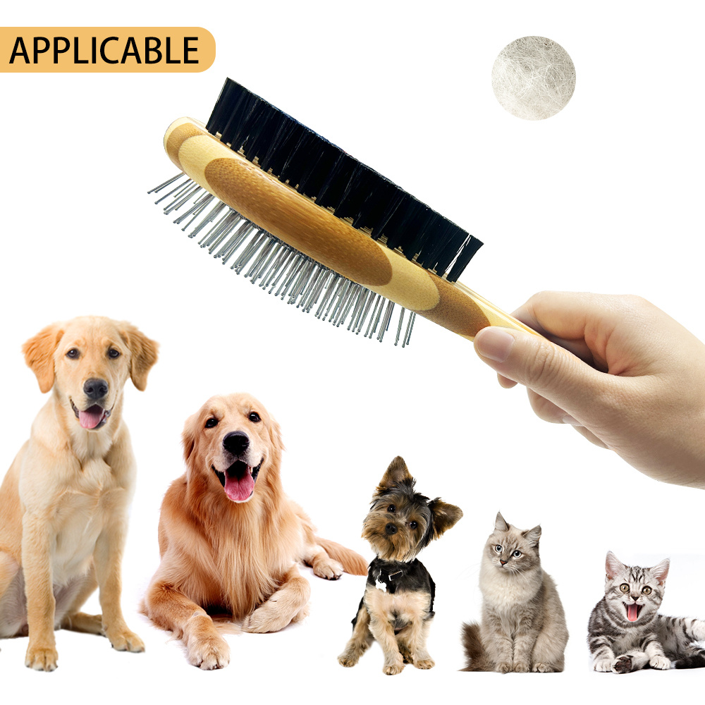 Dog Grooming Brush Bamboo Dog Brush And Long And Short Temu