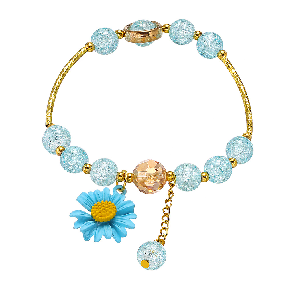 Beaded Daisy Flower Bracelet Blue