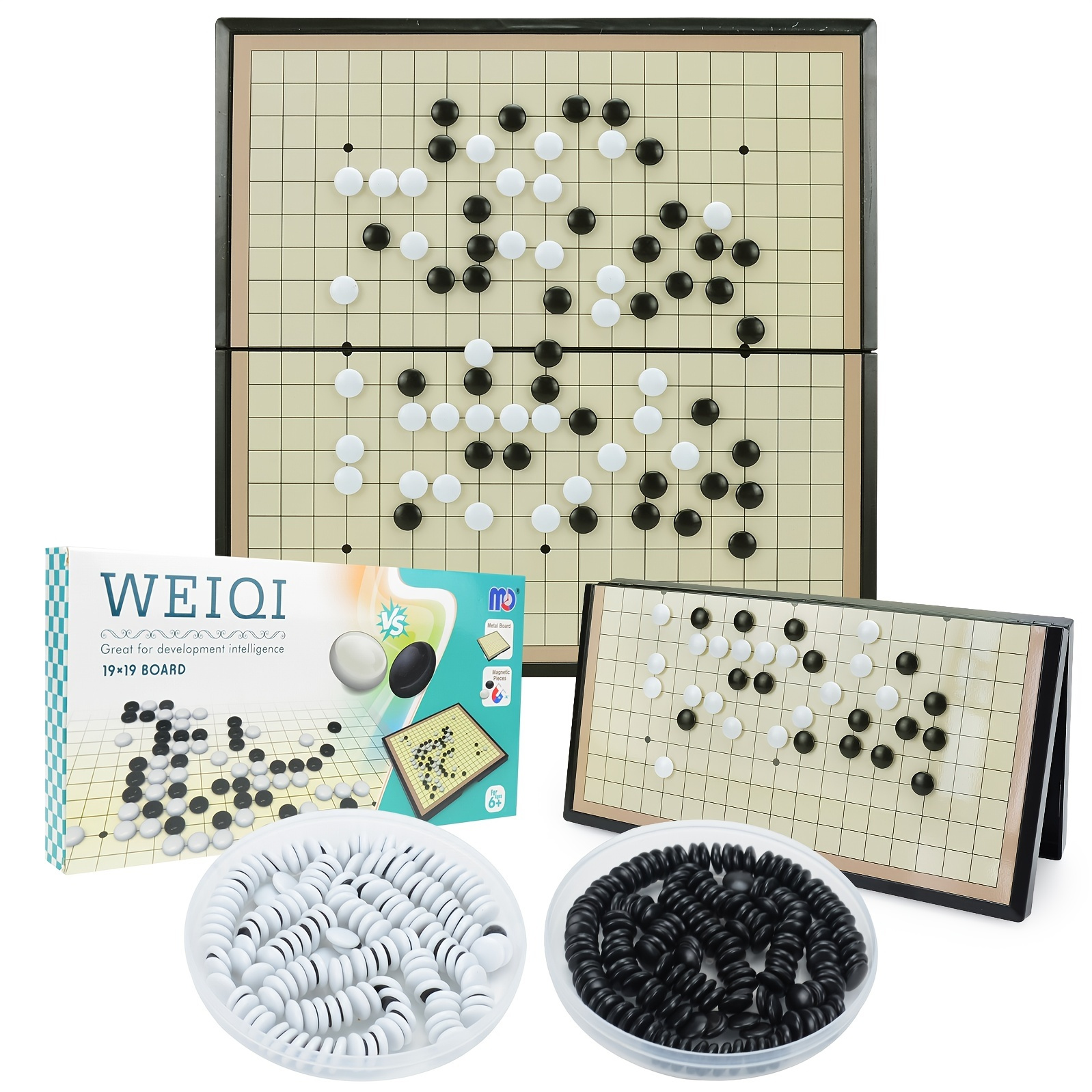 Go Game Chess 2-Player Go Chess Set Magnetic Folding Portable Board Weiqi  Educational Games for Beginner Adult Child Party Game Classic Strategy  Board