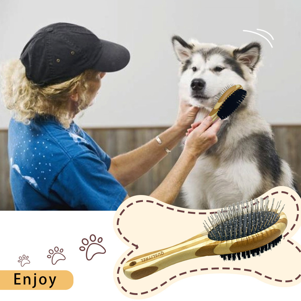 Dog Grooming Brush Bamboo Dog Brush And Long And Short Hair Brush Pet