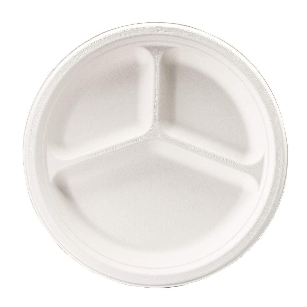Disposable biodegradable paper plates 3 compartment plates eco friendly