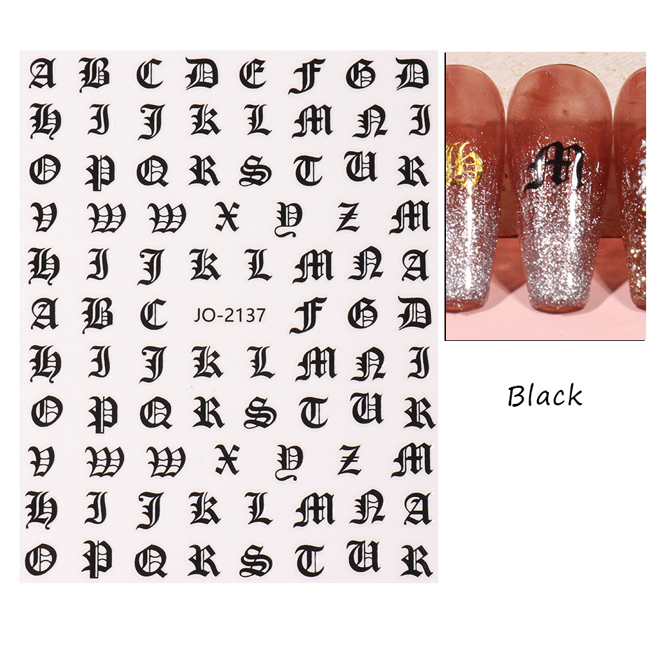 Whole Fectory Direct Nail English Letter Sticker Style 3D Design