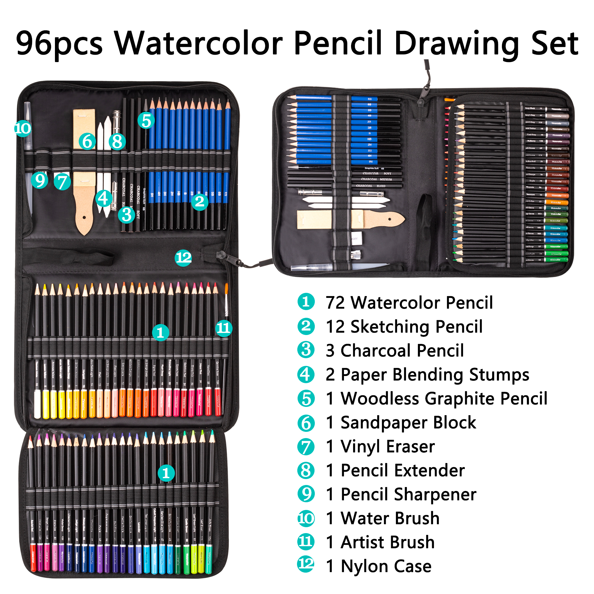 96 Drawing Sketching Kit Set - Pro Art Supplies with Sketchbook &  Watercolor Paper - Include Tutorial,Watercolor,Graphite Pencil - AliExpress