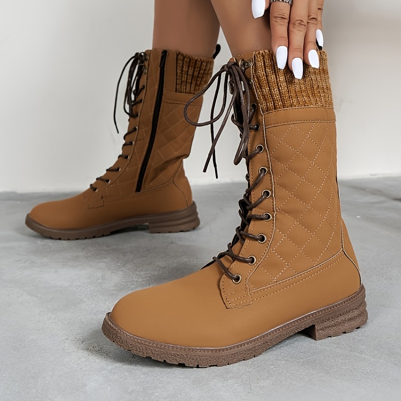 tan fur lined lace up boots