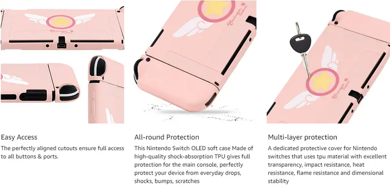 protective case for nintendo switch oled anti scratch and shock absorption design soft tpu cover peplum cherry switch oled case details 1