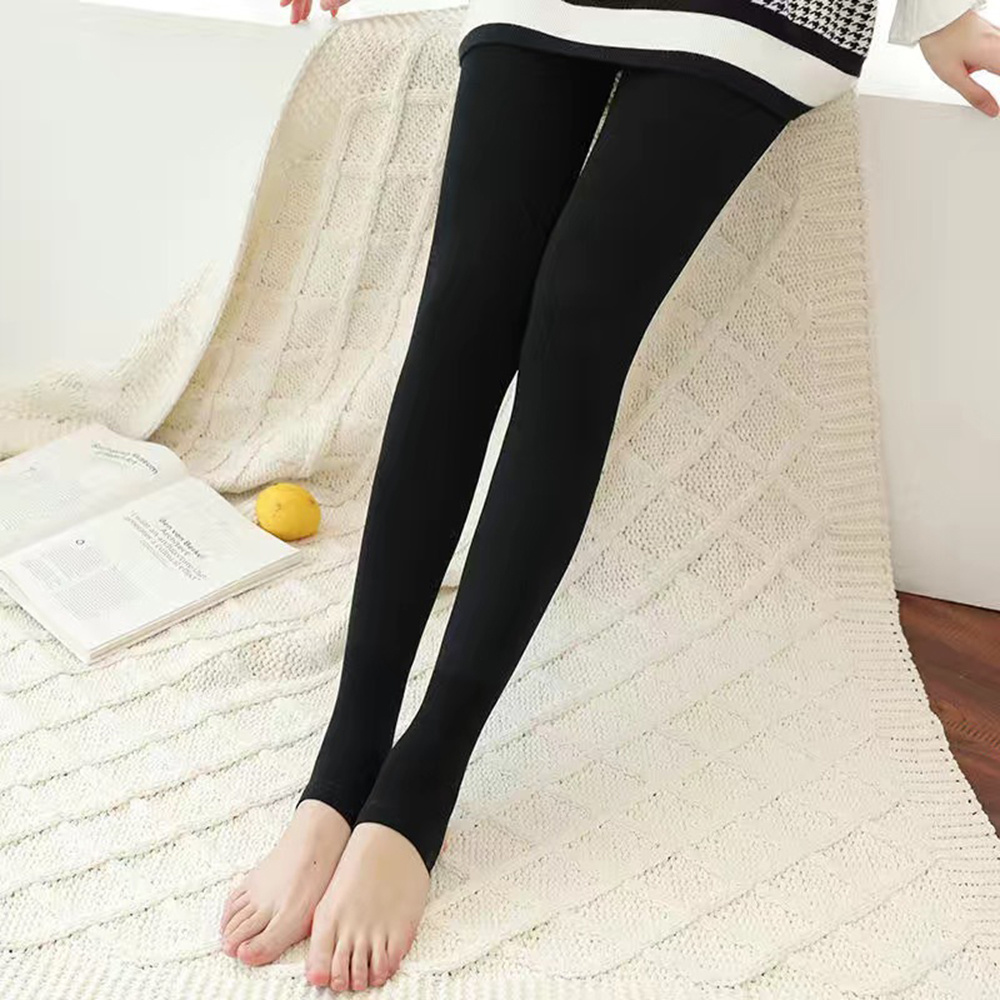 Striped Fuzzy Thermal Tights Thickened High Waist Plush Lined