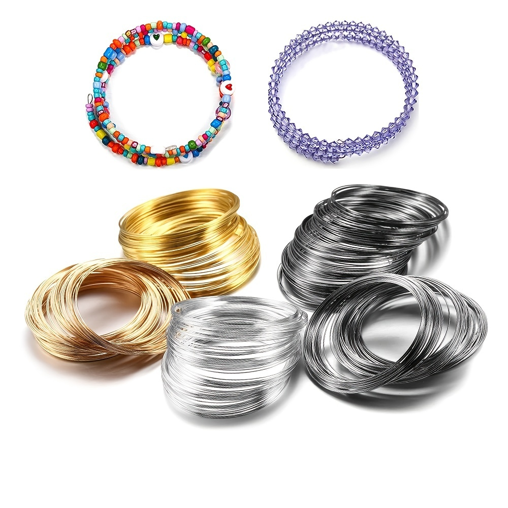100 PACK 55mm Steel Memory Wire Bracelet Loops, Platinum Silver, .6mm Wire,  Classic Metal Bracelet Wire Lot, DIY Jewelry Making, 100 Loops