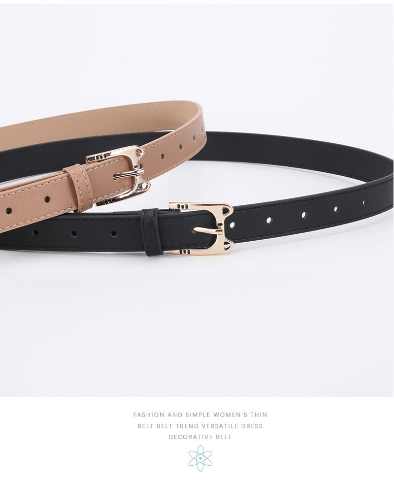 2022 New Women Belt Retro Pearl Metal Buckle Thin Belt Ladies