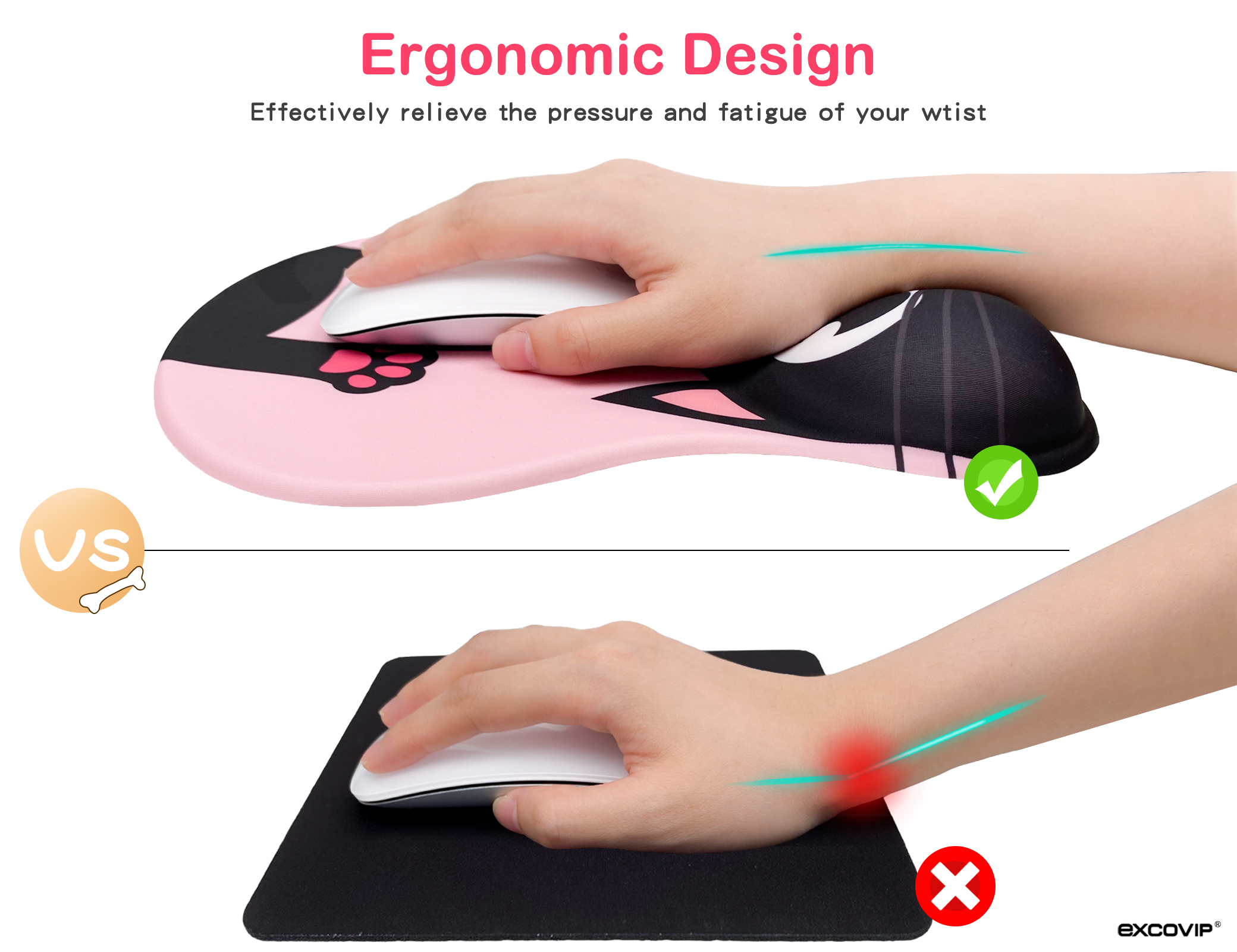 Kawaii Cat Mouse Pad Wrist Support Cute Comfort Durable 3d - Temu