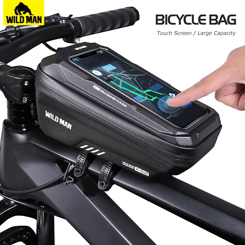 

WILD MAN Sac de guidon avant, sac de vélo étanche, étui pour téléphone portable de 6,8 pouces, sac de tube supérieur de vélo, accessoires de cyclisme