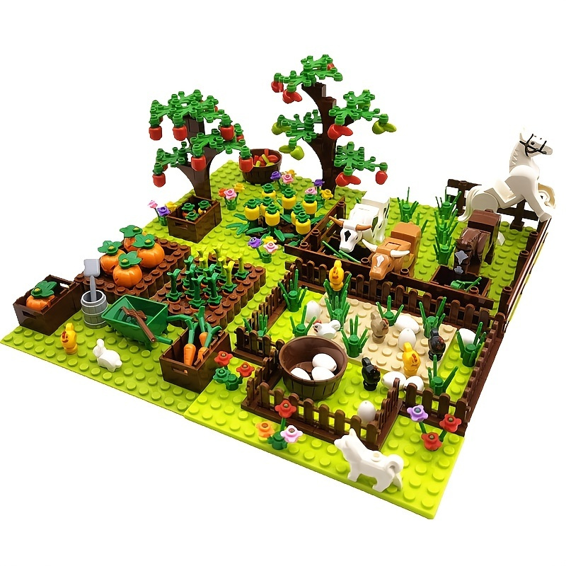 Farm Animals Trees Plants Building Blocks Set Parts Grass Baseplates ...