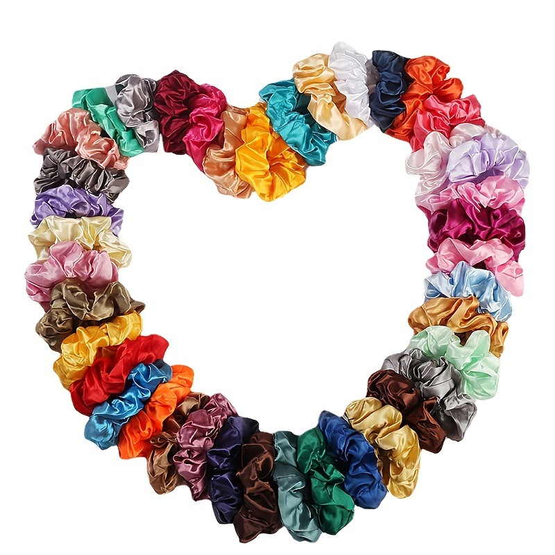 

60pcs Satin Scrunchies Simple Solid Color Hair Tie Elastic Hair Rope For Women Hair Accessories