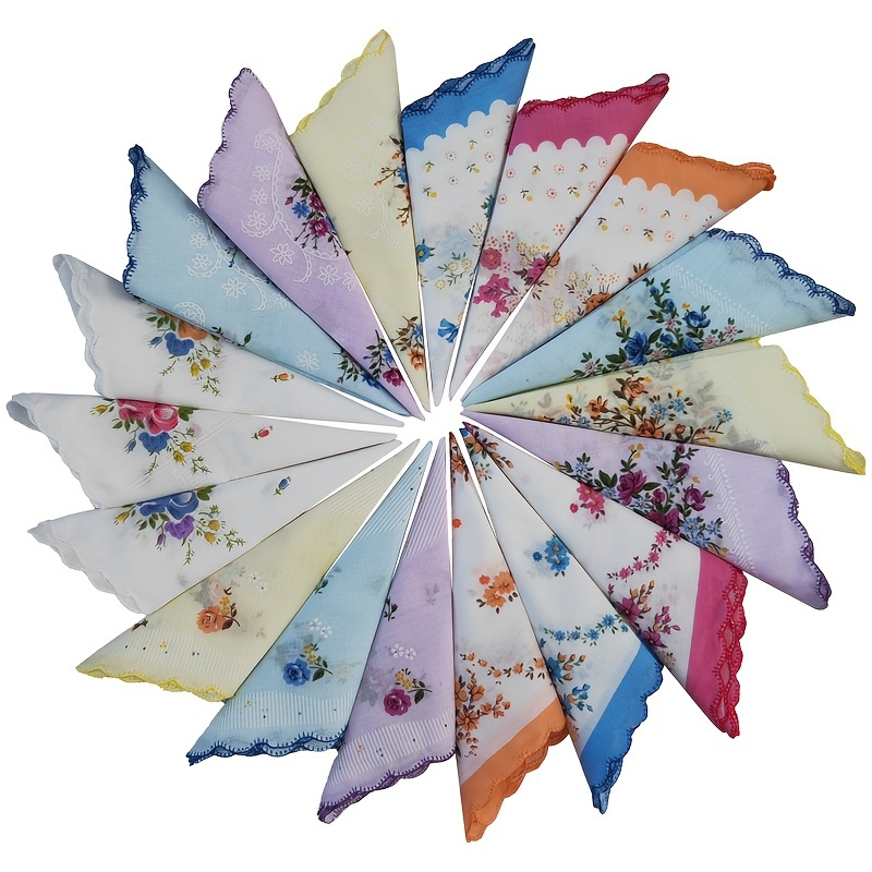 

10pcs 11.6" Women Vintage Floral Print Square Scarves Colorful Ladies Handkerchiefs Wedding Handkerchiefs