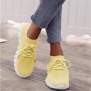 Women's Knit Lightweight Mesh Sneakers, Breathable Mesh Lace-Up Running ...