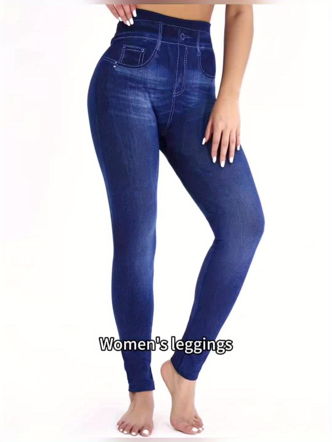 Waist Leggings Di Jeans Denim Print High Waist Jeggings Stretchy