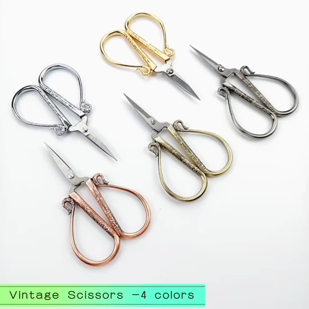 Octpeak Scissors Vintage European Style Bronze Stainless Steel Exquisite  Mini Embroidery Scissors,Crochet Scissors,Fancy Scissors 