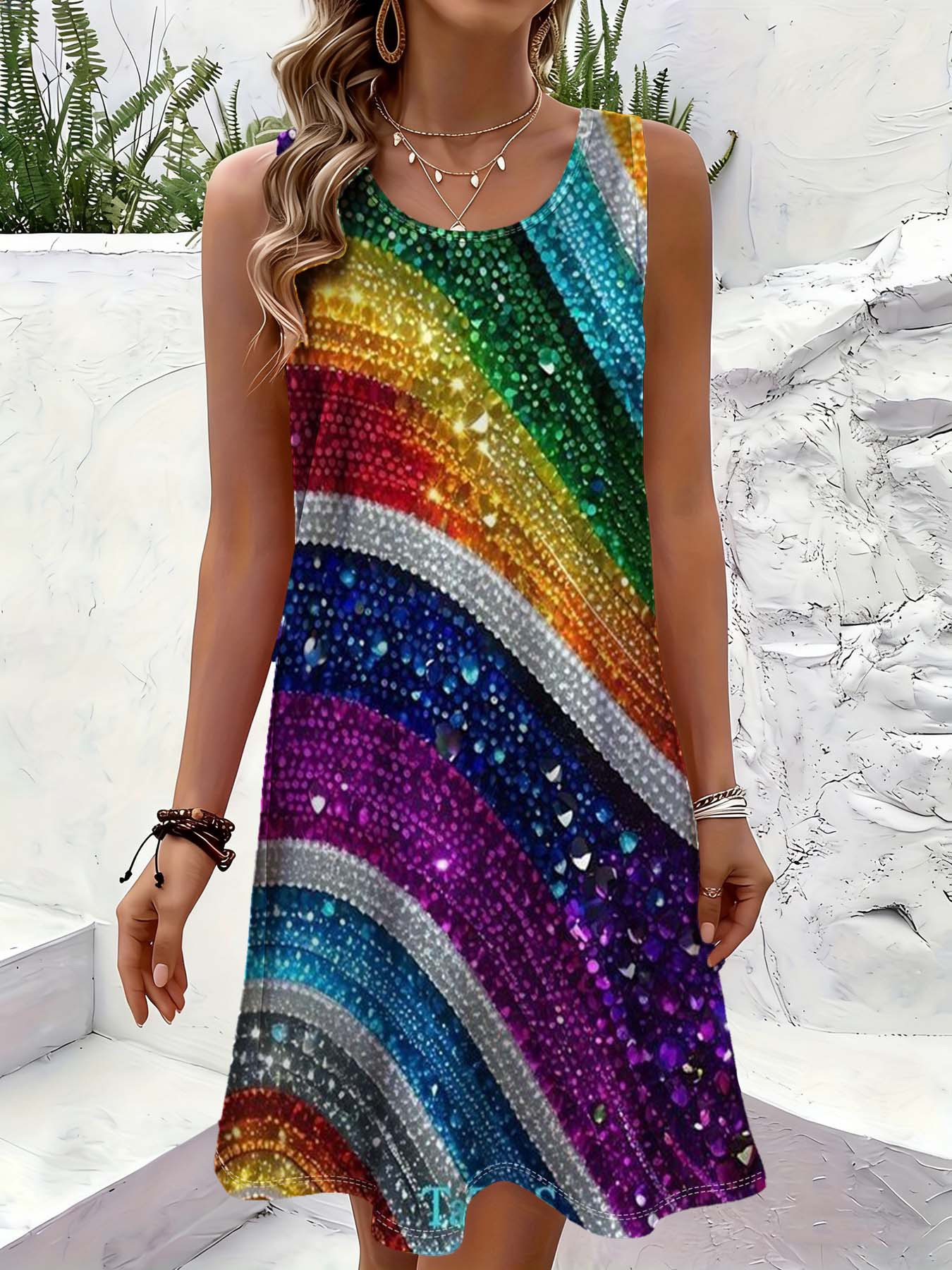 rainbow formal dress sold on Temu United States