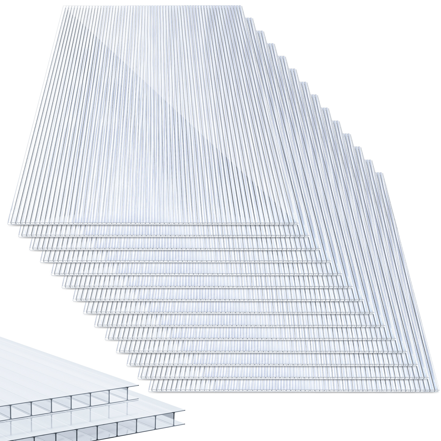 TEMU Sonnewelt 14 pezzi di Pannelli in Policarbonato a da 4mm per 60.5 x 121cm, 10.25m簡 Pannelli Trasparenti con Protezione UV per Giardino, e