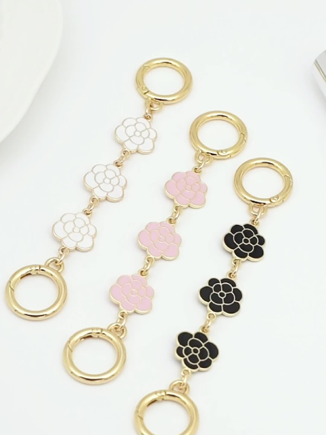 Camellia Flower Extension Chain Handbag Strap Extender