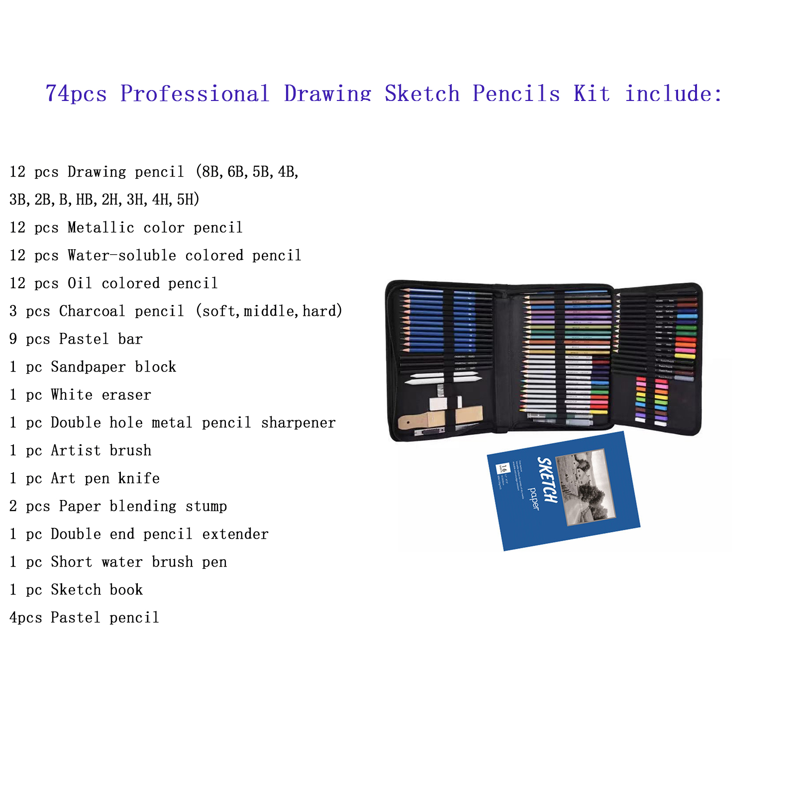 71 Professional Drawing Artist Kit Set Pencils and Sketch Charcoal