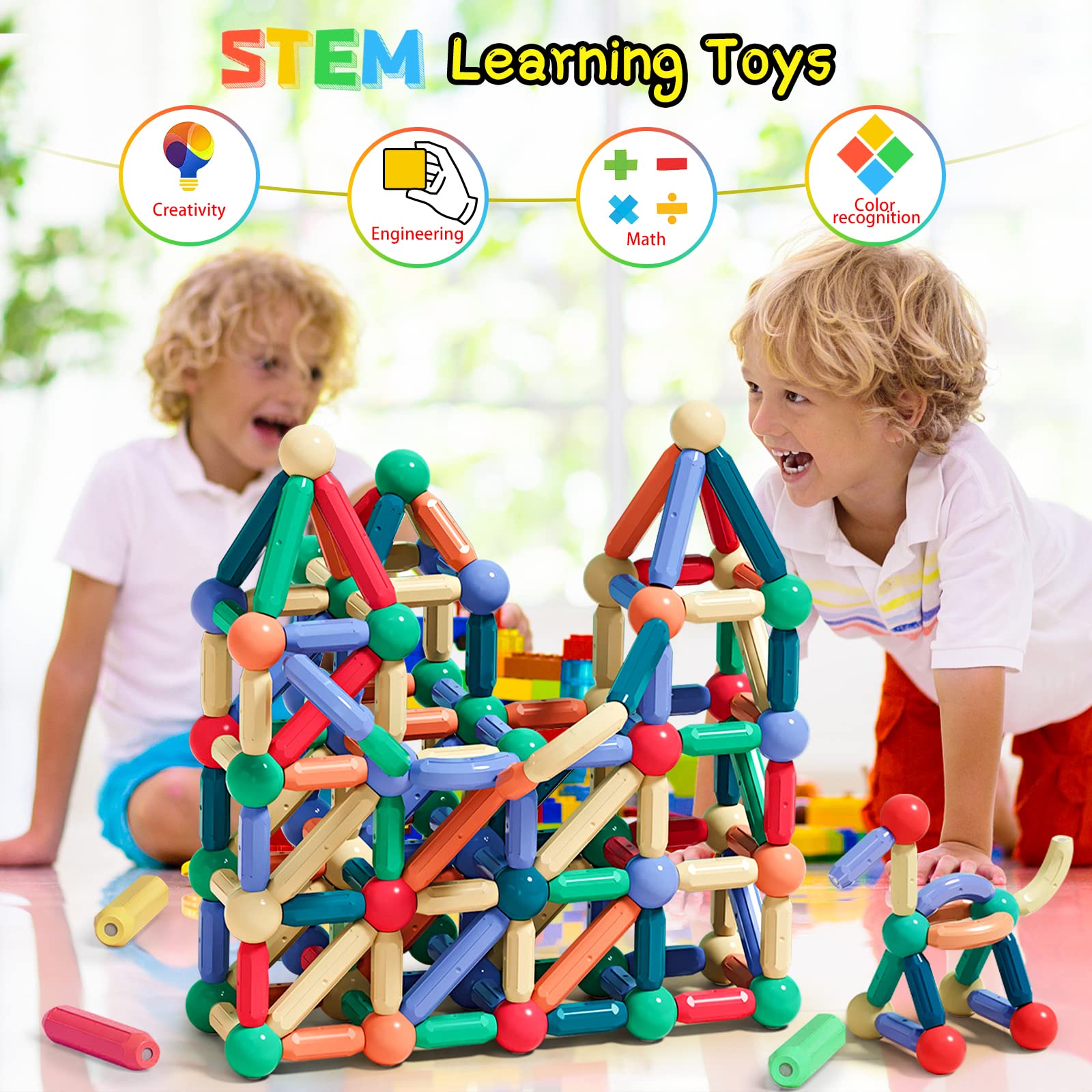 magnetic building sticks blocks for toddlers toys 3d magnet building puzzle toys gift for kids montessori toys preschool educational sensory magnet toys for toddlers gifts details 1