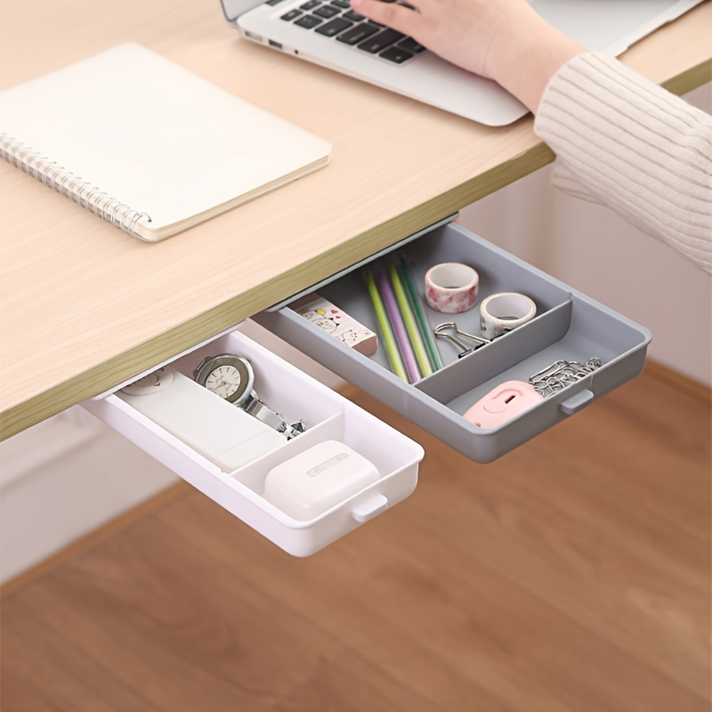 

1pc Moving Small Drawer Pastable Under The Table Storage Box Hidden Type Desk Side Desktop Stationery Pencil Case Storage