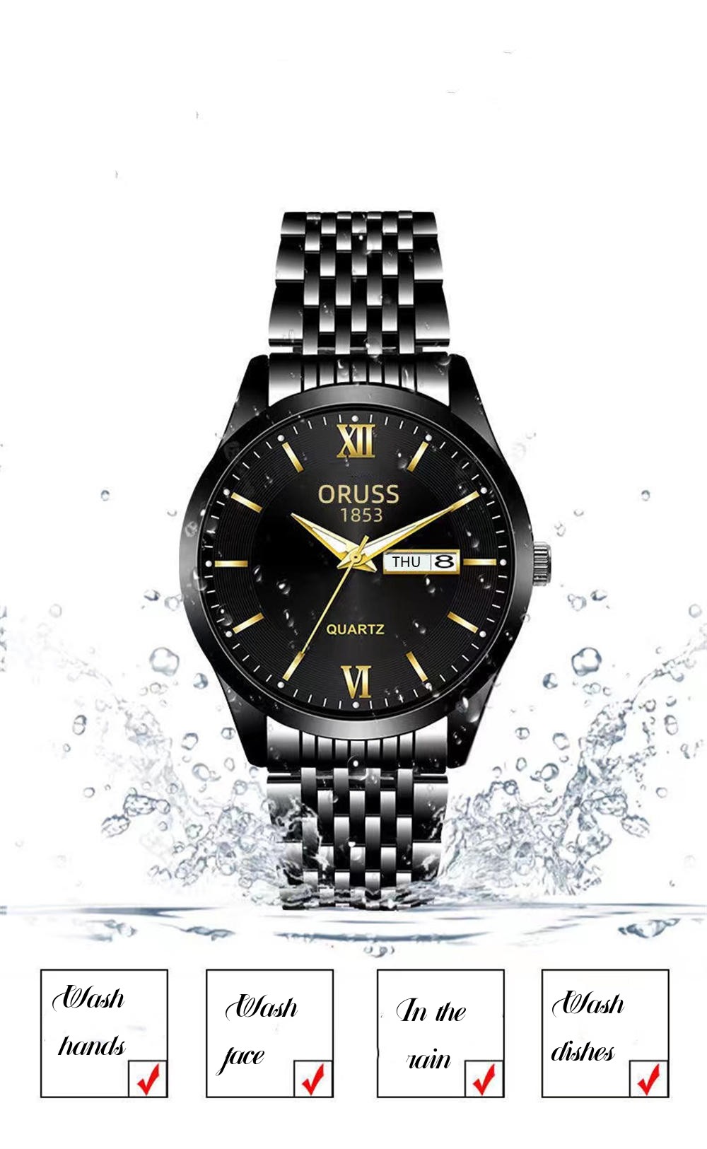 mens watch glow in the dark waterproof calendar     fashion 2022   steel watch   for gifts details 6