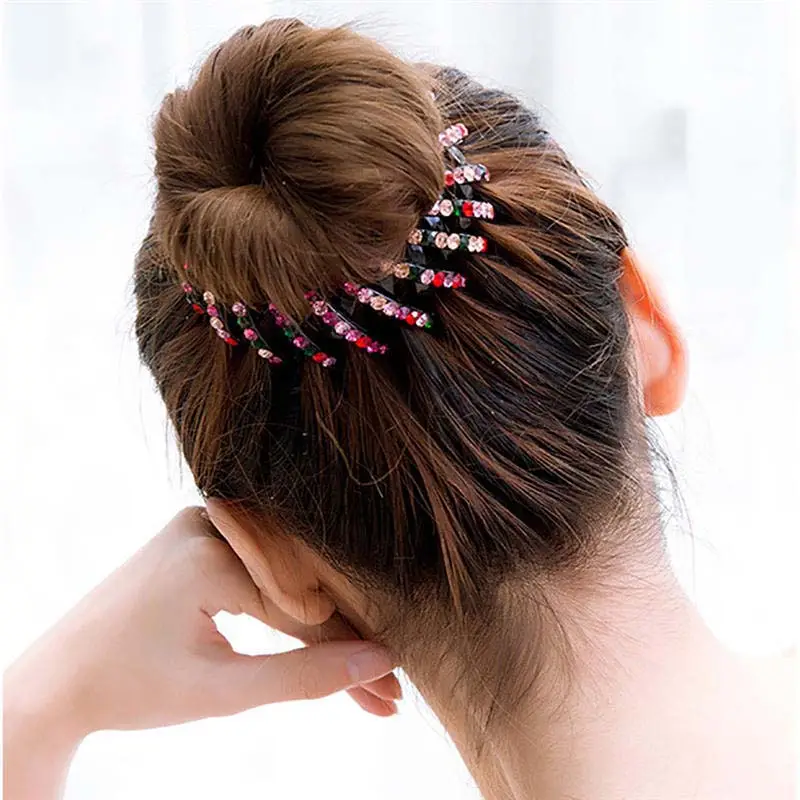 1pc rhinestone nest shape hair clip elegant bun maker ponytail holder hair claw hair styling accessory details 5