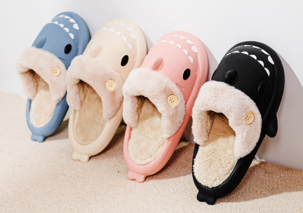 Cute Shark Plush Slippers