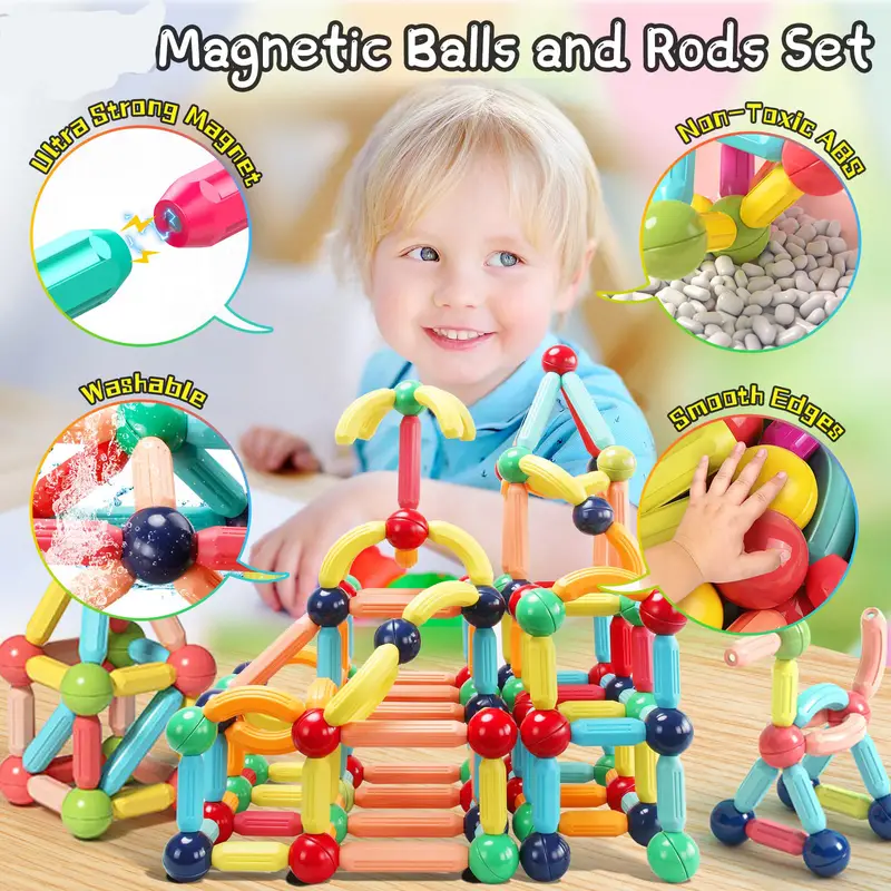 magnetic building sticks blocks for toddlers toys 3d magnet building puzzle toys gift for kids montessori toys preschool educational sensory magnet toys for toddlers gifts details 4
