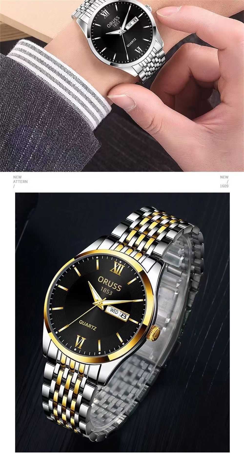 mens watch glow in the dark waterproof calendar     fashion 2022   steel watch   for gifts details 13