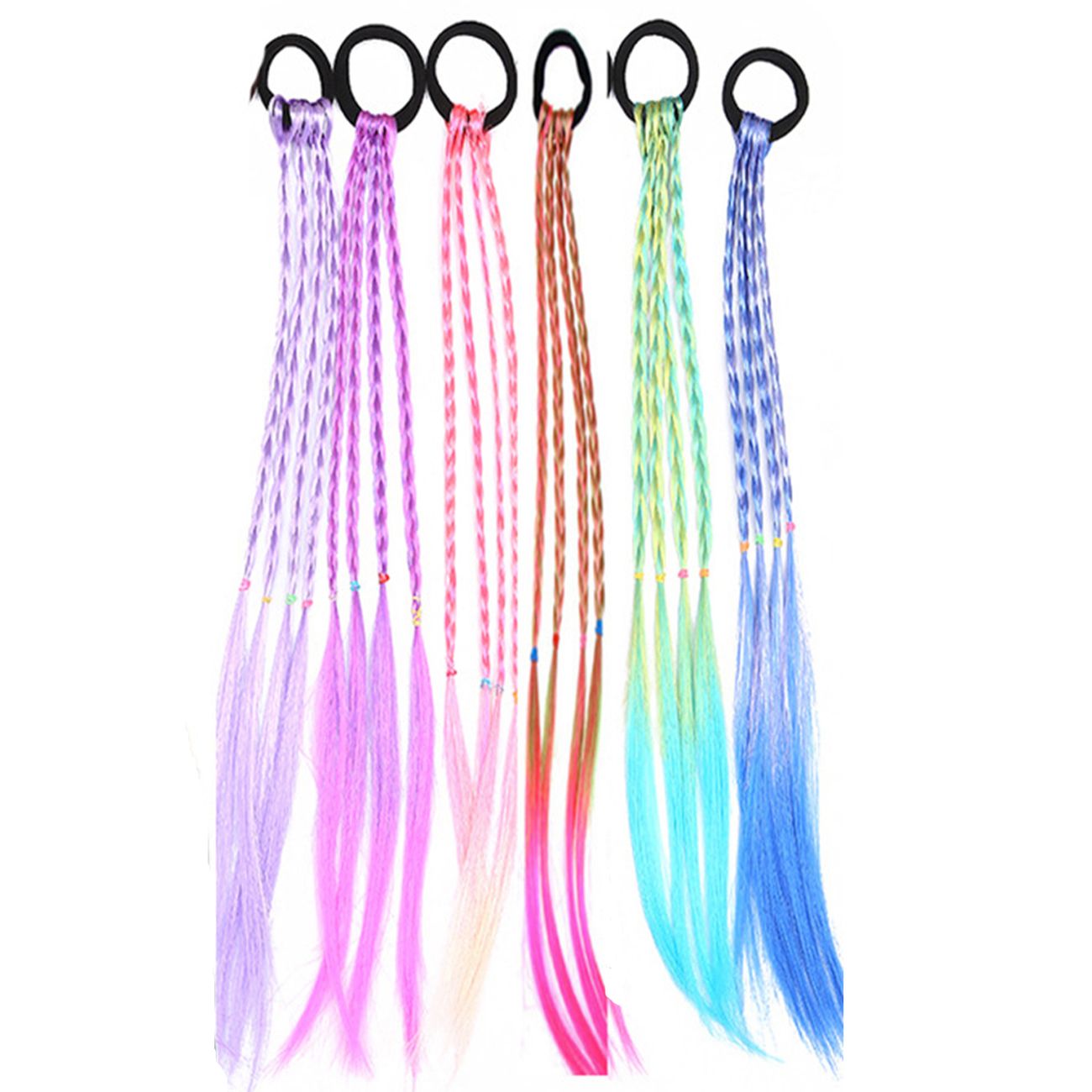 6pcs Kids Girls Hair Extension Colorful Braided Wigs Ponytail Headbands  Rubber Bands Hair Bands Headwear Hair Accessories | Shop Now For  Limited-time Deals | Temu