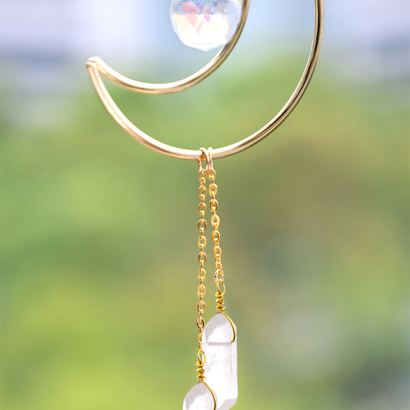 1pc Glass Crystal Suncatcher, Moon Decor Crystals Sun Light Catcher ...