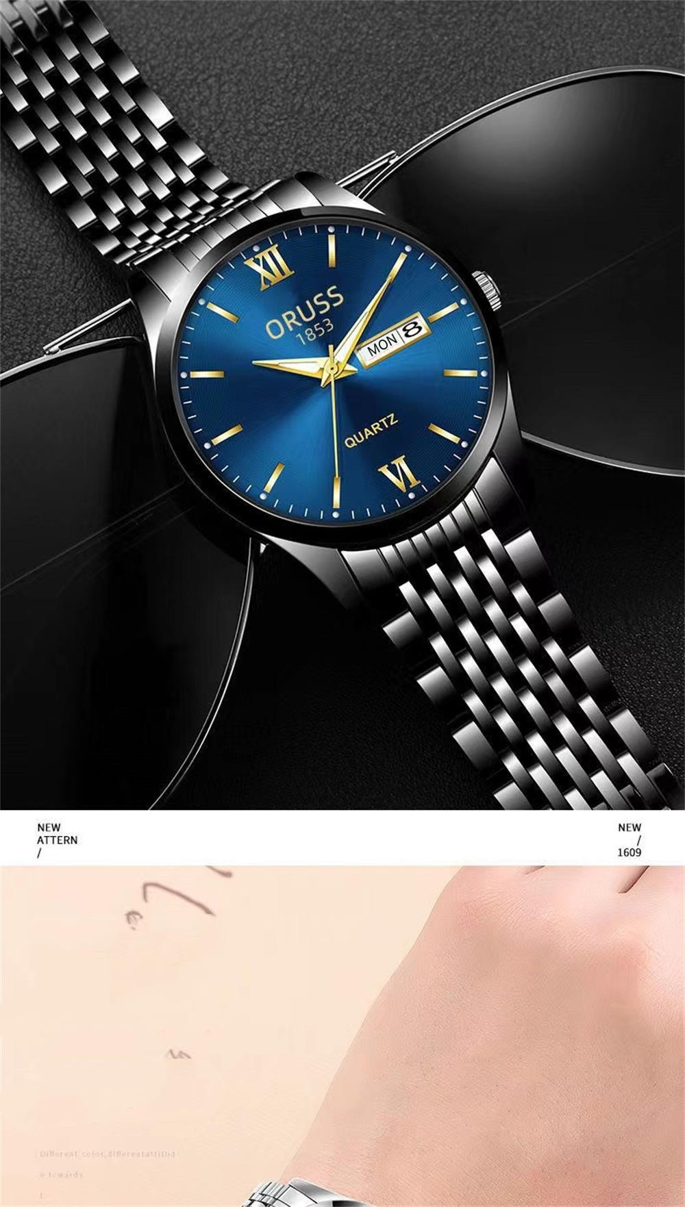 mens watch glow in the dark waterproof calendar     fashion 2022   steel watch   for gifts details 12