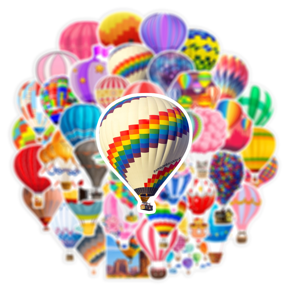 Colorful Hot Air Balloon Stickers Perfect For Water Bottles - Temu